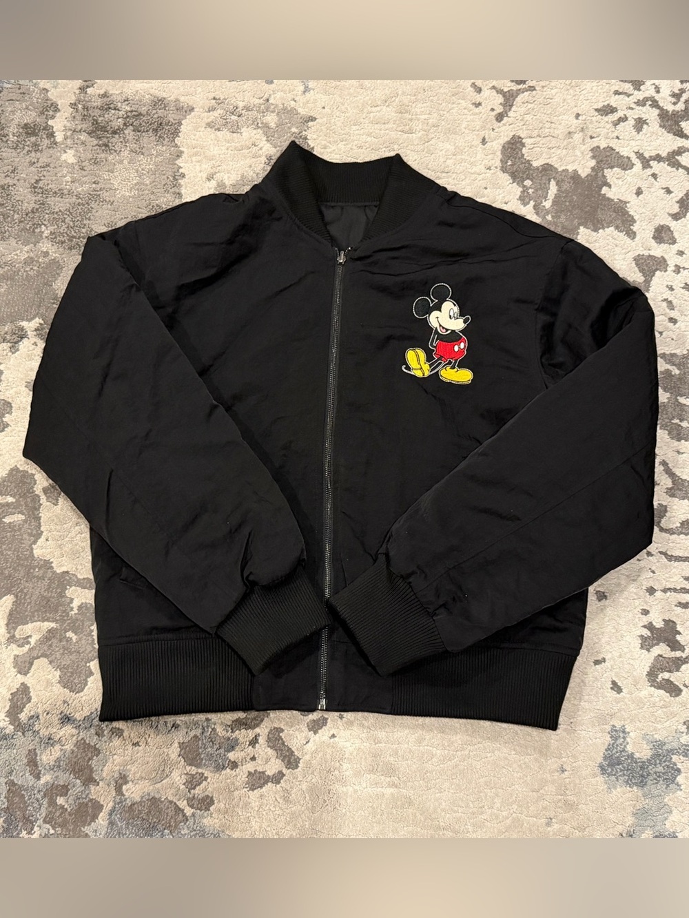 Disney Black Bomber Jacket with Mickey Embroidery - Shoe Palace